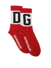GCDS WHITE BAND SOCKS IN RED