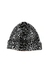BURBERRY LEOPARD CHECK BEANIE IN BEIGE AND BLACK