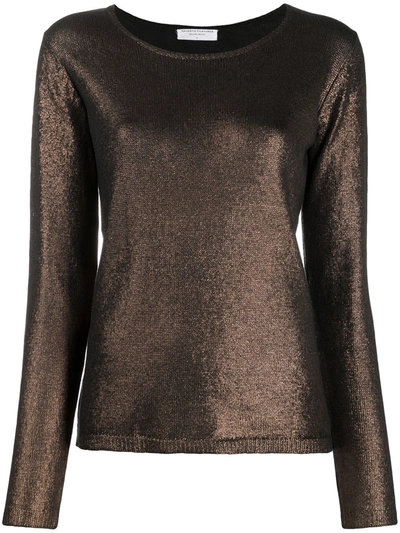 Majestic Metallic Sheen Jumper In Brown