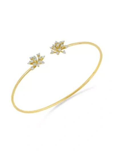 Hueb 18k Yellow Gold Luminus Diamond Cluster Cuff Bangle Bracelet