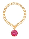 Nest 22k Goldplated & Magenta Agate Pendant Hammered Link Necklace In Pink
