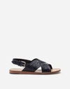 Dolce & Gabbana Hand-polished Crocodile Flank Leather Sandals In Blue