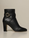 JIMMY CHOO LEATHER ANKLE BOOTS WITH BUCKLE,11530106