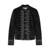 Free People Maven Black Embroidered Stretch-velvet Jacket In Black