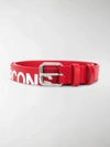 Comme Des Garçons Cut-off Logo Leather Belt In Red