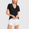 Monrow Tissue V Neck Tee In Black