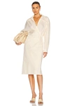 Lemaire Twisted Cotton Poplin Midi Shirt Dress In Chalk