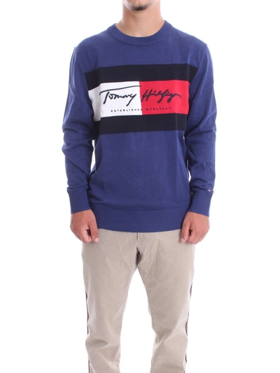 Tommy Hilfiger Men's Blue Cotton Sweater