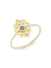 AMRAPALI 18K YELLOW GOLD, BLUE SAPPHIRE & DIAMOND RING,0400011493274