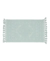 French Connection Nellore Fringe Cotton 17" X 24" Bath Rug Bedding In Light Blue