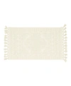 French Connection Nellore Fringe Cotton 17" X 24" Bath Rug Bedding In Ivory