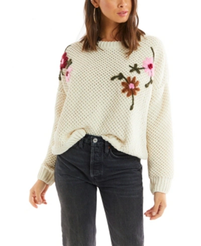 Allison New York Women's Floral Embroidered Sweater In Ivory