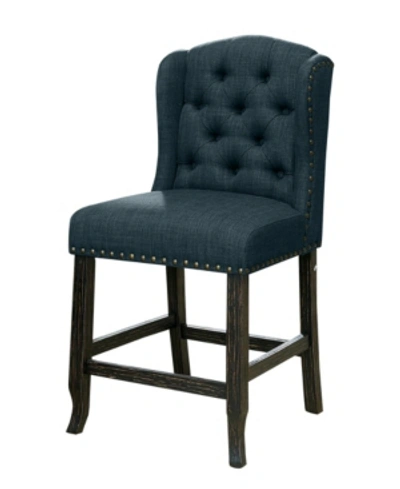 Furniture Of America Langly Tufted Upholstered Pub Chair (set Of 2) In Blue