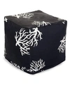 Majestic Home Goods Coral Ottoman Pouf Cube 17" X 17" In Black