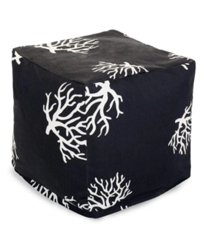 Majestic Home Goods Coral Ottoman Pouf Cube 17" X 17" In Black