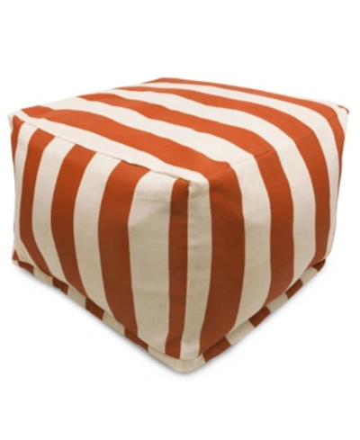 Majestic Home Goods Vertical Stripe Ottoman Square Pouf 27" X 17" In Burnt Oran