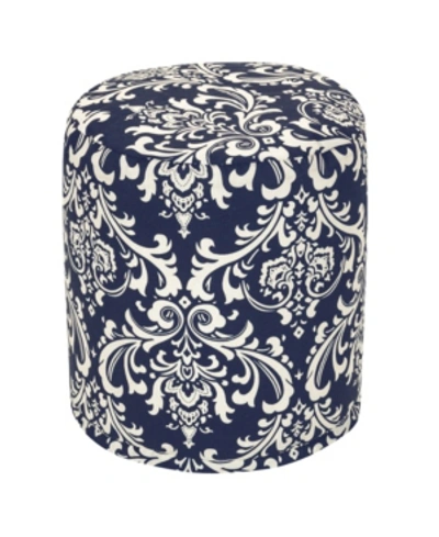 Majestic Home Goods French Quarter Ottoman Round Pouf With Removable Cover 16" X 17" In Navy