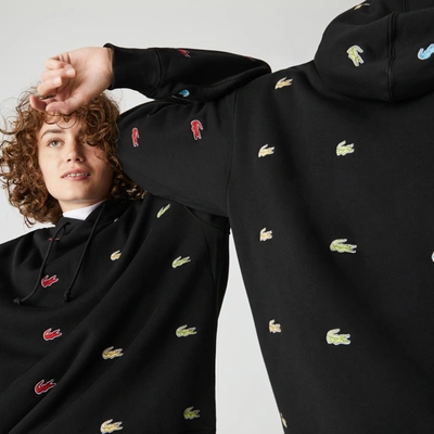 Lacoste Unisex Live Chinatown Market Collaboration Hooded Sweatshirt In Black,white