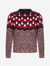 Prada Men's Cashmere/wool Jacquard Sweater In Black - Red