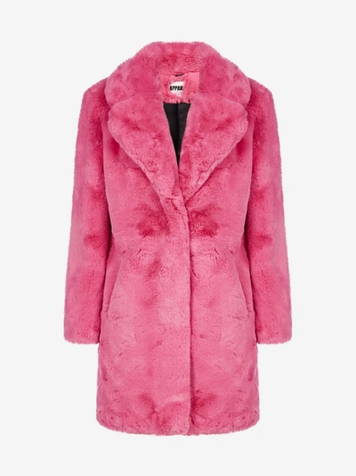 Apparis Sasha Faux Fur Coat In Bubble Pink