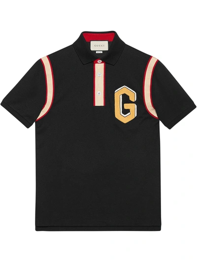 Gucci Cotton Polo With G Patch In Black