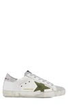 Golden Goose Super-star Sneaker In White / Green Star / Silver