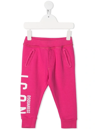 Dsquared2 Babies' Icon Print Track Trousers In 粉色
