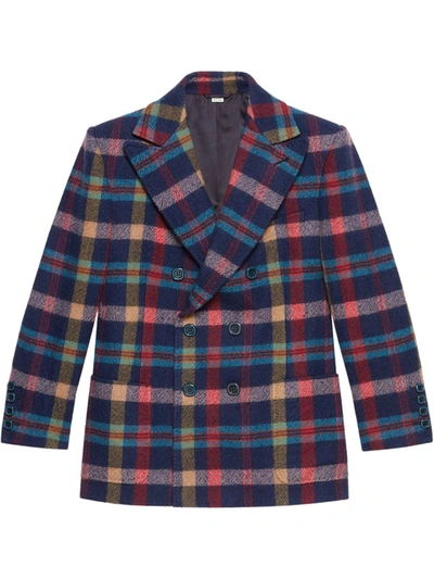 Gucci Checked Blazer In Blue