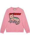 GUCCI cat-print organic-cotton sweatshirt