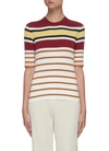 ROSETTA GETTY STRIPED CROP SLEEVE SWEATER