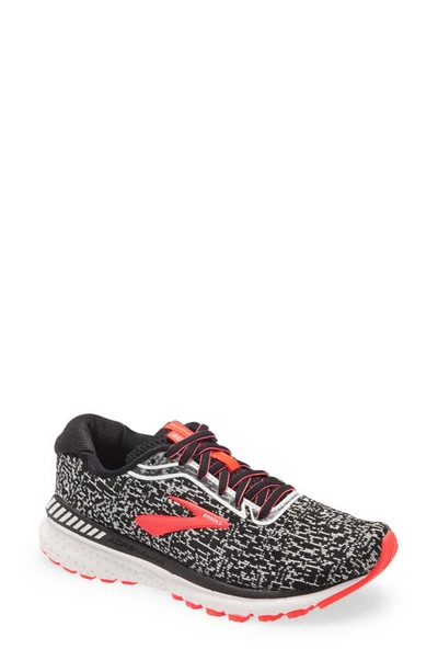 Brooks Adrenaline Gts 20 Running Shoe In Black/white/fiery Coral