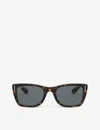 Ray Ban Caribbean Sunglasses Shiny Havana Frame Blue Lenses 52-22 In Brown