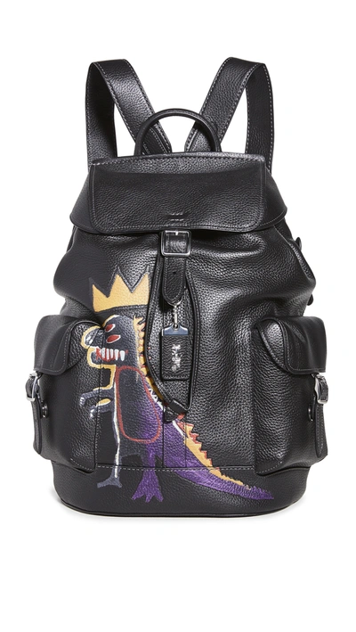 COACH x バスキア Pez Dispenser バックパック 黒 メンズ COACH 超美品 コーチ 2020年 バスキアコラボ Pez Dispenser T