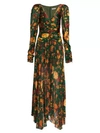 Amur Korena Silk Maxi Dress In Forest Green