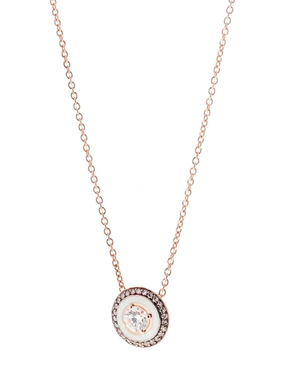 Selim Mouzannar 18kt Rose Gold Mina White Enamel And Diamond Pendant Necklace