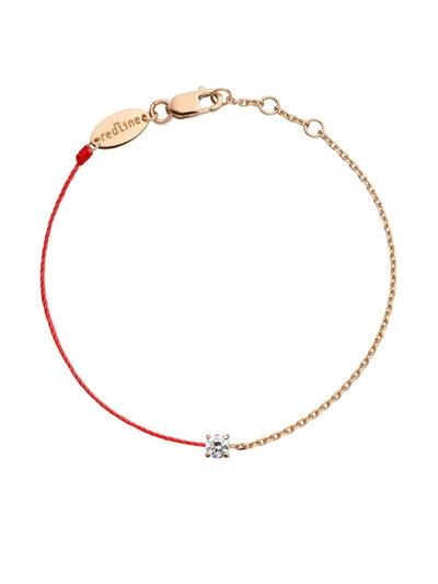 Redline 18kt Rose Gold Diamond Cord Chain Bracelet In Pink