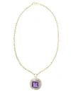 RETROUVAI 18KT YELLOW GOLD, AMETHYST AND PETRIFIED WOOD LOLLIPOP NECKLACE