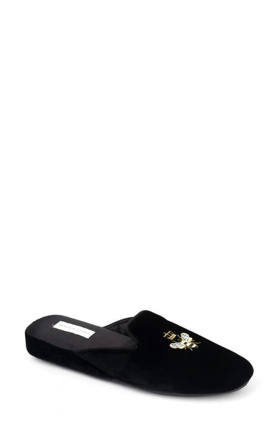 Patricia Green 'queen Bee' Embroidered Slipper In Black
