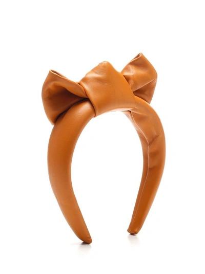 Red Valentino Bow-detail Leather Headband In Beige