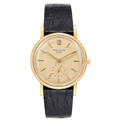 Pre-owned Patek Philippe Cream 18k Yellow Gold Calatrava Vintage Automatic 3435 Men's Wristwatch 34 Mm