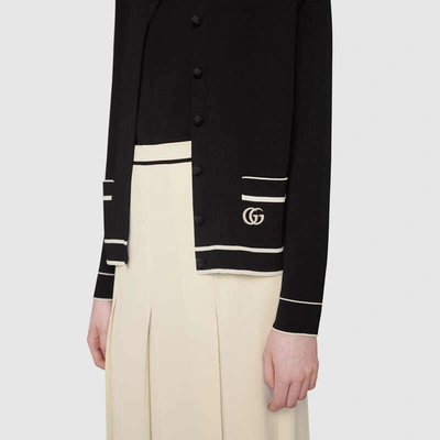 Gucci Contrast Tipped Cardigan In Black