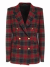 TAGLIATORE TARTAN DOUBLE-BREASTED JACKET IN RED AND GREEN