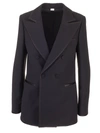 Gucci Woolen And Silk Double-breasted Jacket In Black In Black