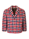 GUCCI CHECKED WOOL JACKET IN RED AND BLUE