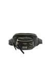 VERSACE JEANS COUTURE MICRO STUDS BELT BAG IN BLACK