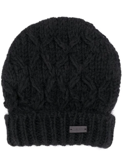Saint Laurent Cable-knit Beanie In Black