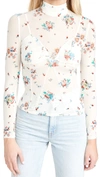 Rabanne Floral-print Stretch-cupro Jersey Turtleneck Top In Ivory '90s Grungy Romant