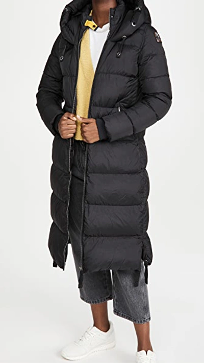 Parajumpers Panda Quilted Nylon Long Down Jacket In Black