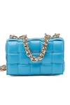 Bottega Veneta The Chain Padded Cassette Leather Shoulder Bag In Swimming Pool & Gold