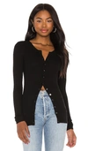 Enza Costa Silk Rib Fitted Long Sleeve Cardigan In Black